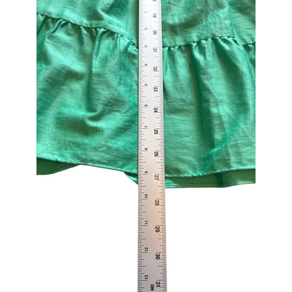 Alice + Olivia Green Smocked Puff Sleeve Mini Dress Size 2 Cotton Cottage Core